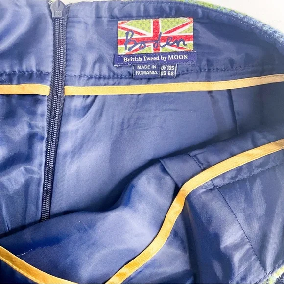 Boden Plaid Mini Skirt Blue Green Tweed UK 10 | US 6 - Picture 4 of 5